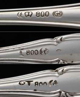 12 Demitasse Spoons 3 Teaspoons German 800 Silver  