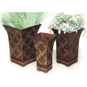    Mahogany with Gold Accent, Planters, S/3 Patio, Lawn & Garden