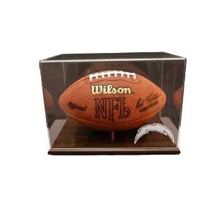  San Diego Chargers Football Display Case with Walnut 