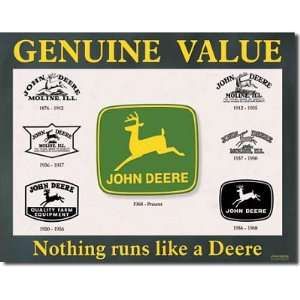 John Deere Logos Nothing Runs Like a Deere Tractor Retro Vintage Tin 