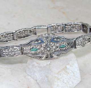 NATURAL EMERALD SEED PEARL & 925 SOLID STERLING SILVER filigree 