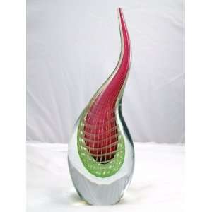  Italian Design Red Sommerso Glass Sculpture Patio, Lawn & Garden