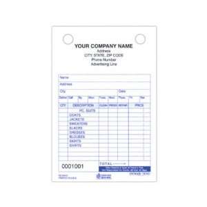   form for dry cleaning with multi part color sequence.