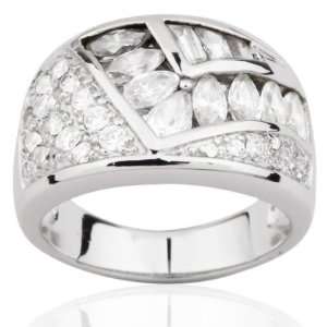  Sterling Silver and Cubic Zirconia Montage Fashion Ring 