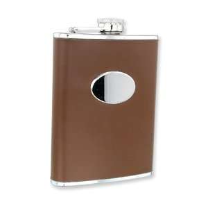  Brown Leatherette Stainless Steel 8oz Square Flask 