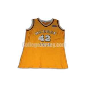  Yellow No. 42 Game Used Michigan Tech Russell Basketball 