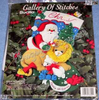   ON EARTH Stocking Santa, Lion & Lamb Felt Christmas Kit   1994  