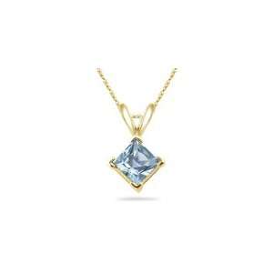  0.65 Cts Aquamarine Solitaire Pendant in 14K Yellow Gold 