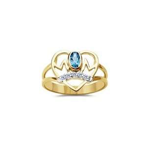  0.05 Cts Diamond & 0.20 Cts Aquamarine Heart Mom Ring in 