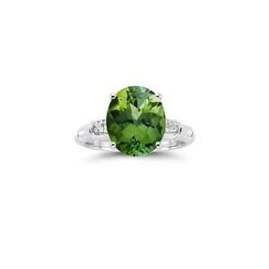  0.03 Cts Diamond & 4.75 Cts Green Tourmaline Ring in 14K 