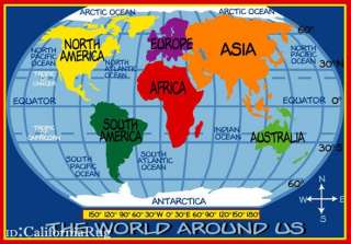 8x11 Area Rug World Map Educational Planet Global  