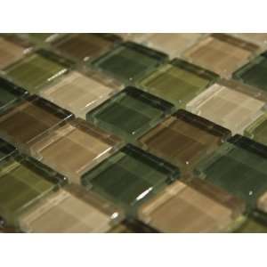  Forest Green 1x1 x 8mm Polish Glass Tile Blend
