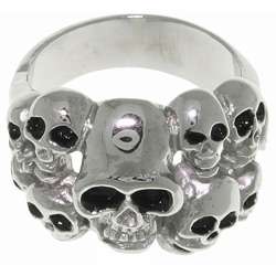 Stainless Steel Ten Skulls Ring  