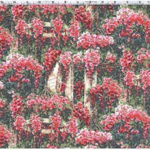  45 Wide Monets Countryside Cascading Flowers Pink/Green 