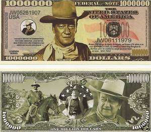 John Wayne $Million$ Dollar Novelty Bill (Lot of 5)  