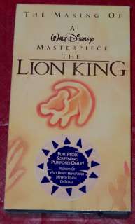 The MAKING of THE LION KING Disney animated VHS SEALED  