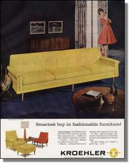 1960 The Smartset Design   Kroehler Sofa Photo Ad  