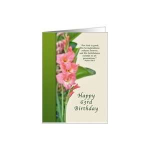  Birthday, 63rd, Pink Gladiolus, Religious Card Toys 