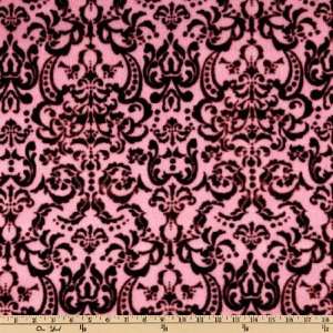   Fleece Ornate Baroque Pink/Brown Fabric By The Yard Arts, Crafts