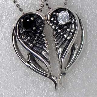 Split Angel Wings Heart Best Friends 925 Sterling Silver Pendant/Charm 