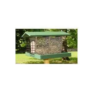 Large Double Hopper Bird Feeder   2 Seed Bins and 2 Suet Cages, Hunter 