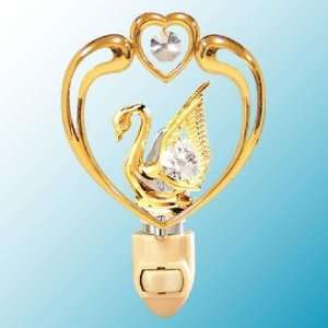  Swan In Heart 24k Gold/Crystal Night Light