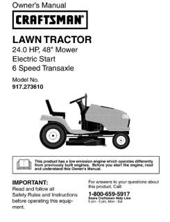 13  Craftsman 24 HP Riding Mower Tractor Manuals  
