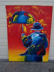 Original Authentic PETER MAX Painting Umbrella Man  