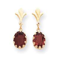Brand New Gemstone 14k Gold Oval Garnet Dangle Earrings  