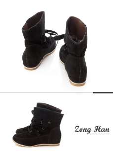 Cute Tie Slouch Flat Ankle Boots in Black, Beige & Brown  