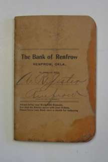 RENFROW OKLAHOMA BANK ACCOUNT LEDGER BOOKLET 1906 PRE STATEHOOD  