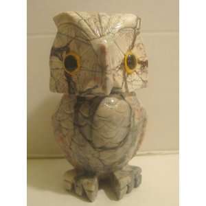    Soapstone Owl Figurine 8.0h Owl Stone Carving 