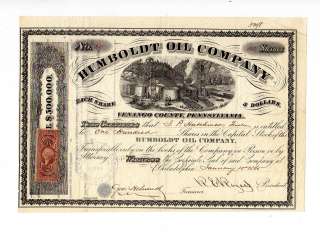 Pennsylvania Stock. Humboldt Oil Company, Venango County, 1865  