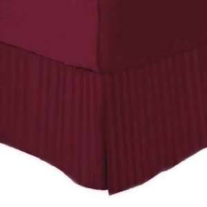 Wrinkle Free Stripe Burgundy QUEEN Size Pleated Tailored Bed Skirt 