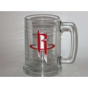  HOUSTON ROCKETS 15 ounce GLASS TANKARD MUG with Pewter Logo 