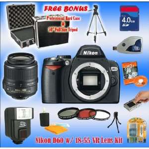  Nikon D60 +18 55mm VR w/4GB PRO Accessory Kit +2 BONUS 