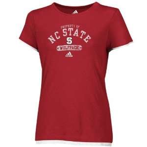  State Wolfpack Ladies Red Property Of T shirt