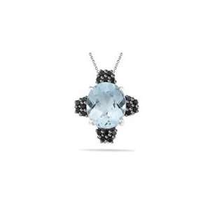  0.51 Cts Black Diamond & 7.00 Cts Sky Blue Topaz Pendant Jewelry