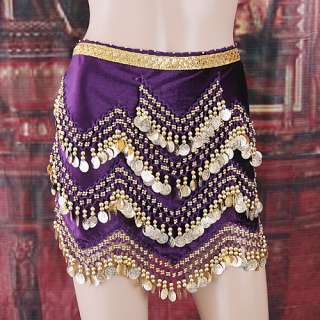 Waist Link Golden Sequins Beads Belly Dance skirt H2628  