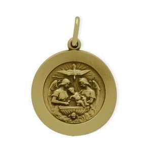  Yellow 14 Karat Gold Religious Medal Medallion with 18 