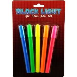  Blacklight Reactive ~ Neon Paint Pen Set ~ 5 Per Pack 