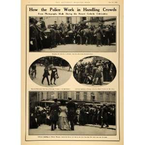 1908 Print Policemen Crowd Catholic Gathering New York 