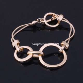 18K Rose Gold GP Simple Chain & Link Fashion Bracelet B146  