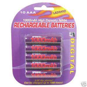 10pk AAA Size Lenmar Rechargeable Batteries 1000mAh  