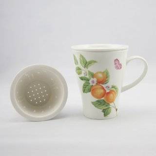 Fine China Moonlight Flower Mug Set with Lid  Kitchen 