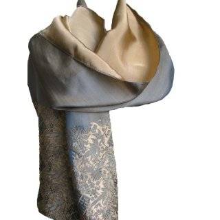 Fandori Silk Scarf with Contrasting Color   Blue and Beige   One Size