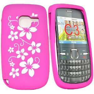 mobile palace  Pink flower Design silicone case cover pouch for Nokia 