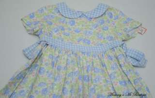 Baby Lulu Spring Poppies Blue Floral Dress 5 EUC  