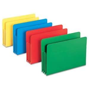   Drop Front File Pockets, Straight Tab, Poly, Legal, Assorted, 4/Box