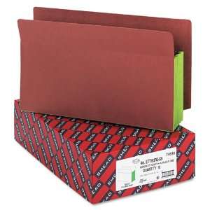 Expansion File Pockets w/Tyvek, Straight, Legal, Green/Redrope, 10/Box 